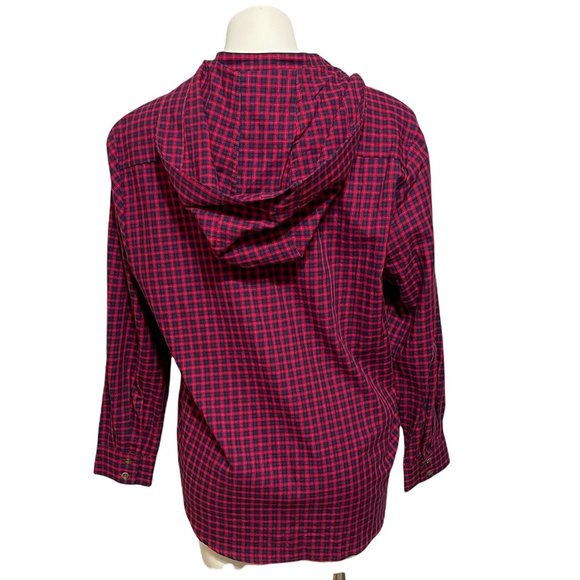 The Korner Small Red Blue Checkered Plaid Long Sleeve Hooded Top NEW WITH TAGS - Picture 3 of 8